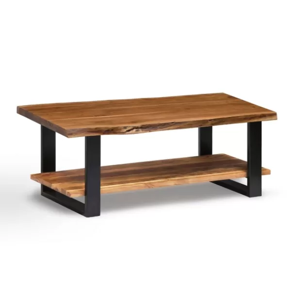 Coffee Tables-Kirkland's Home Natural Wood And Metal Coffee Table