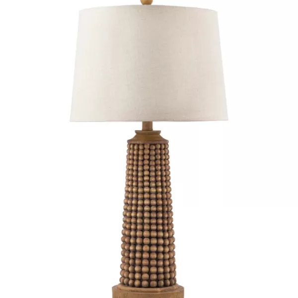 Table Lamps-Kirkland's Home Natural Wood Beaded Base Table Lamp White