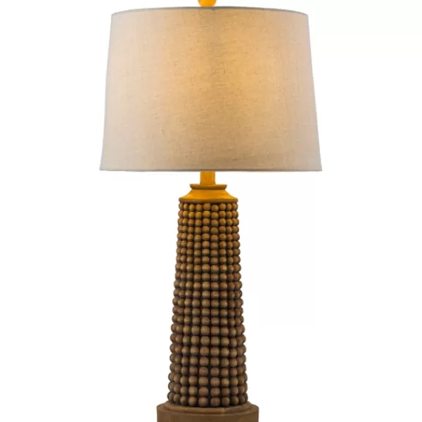 Table Lamps-Kirkland's Home Natural Wood Beaded Base Table Lamp White