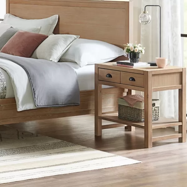 Nightstands-Kirkland's Home Natural Wood Grain Open Shelf Nights D Tan
