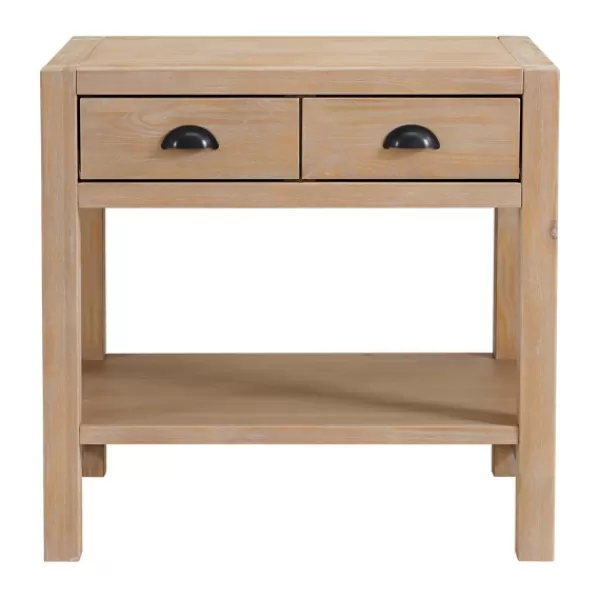 Nightstands-Kirkland's Home Natural Wood Grain Open Shelf Nights D Tan