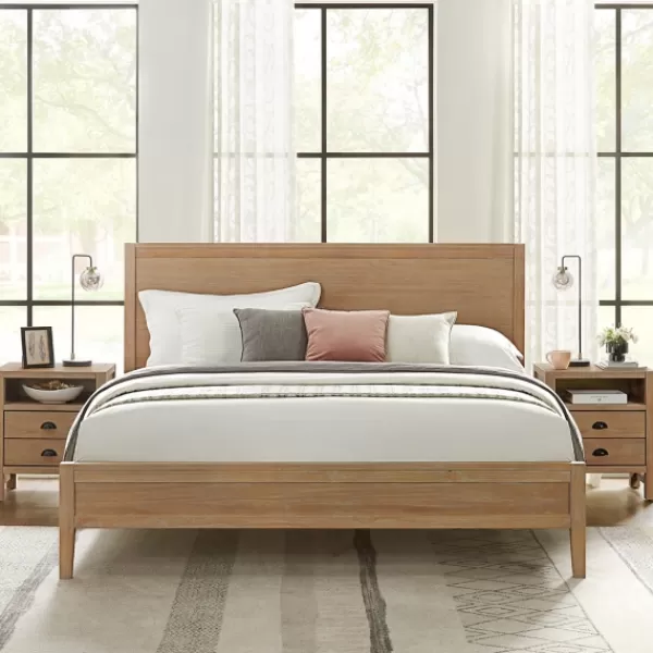 Beds & Headboards-Kirkland's Home Natural Wood Grain Panel King Bed Tan