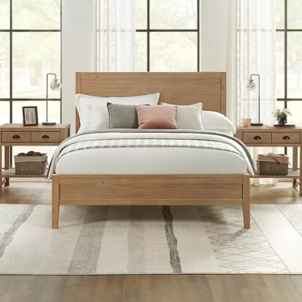 Beds & Headboards-Kirkland's Home Natural Wood Grain Panel Queen Bed Tan