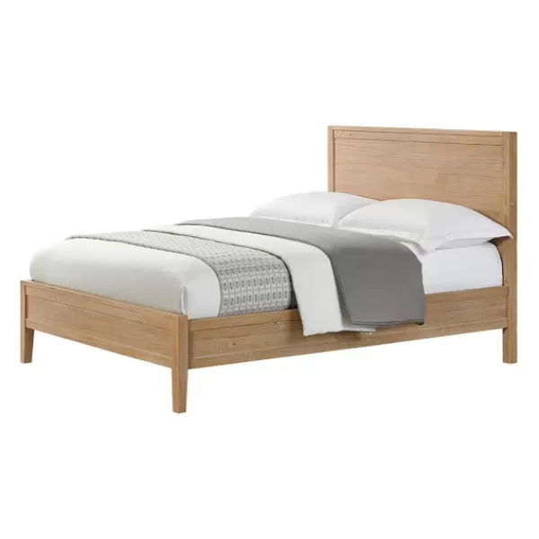 Beds & Headboards-Kirkland's Home Natural Wood Grain Panel Queen Bed Tan