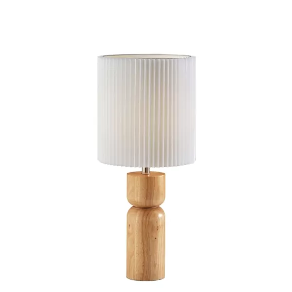 Table Lamps-Kirkland's Home Natural Wood Pleated Shade Table Lamp White