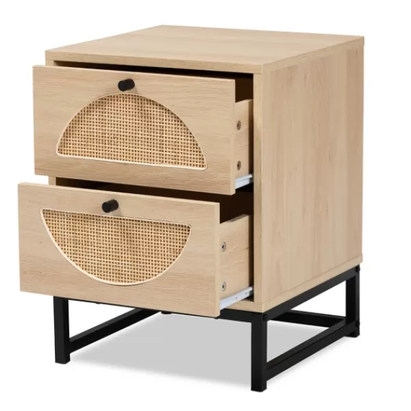 Nightstands-Kirkland's Home Natural Wood Rat Cut Out Nights D Tan