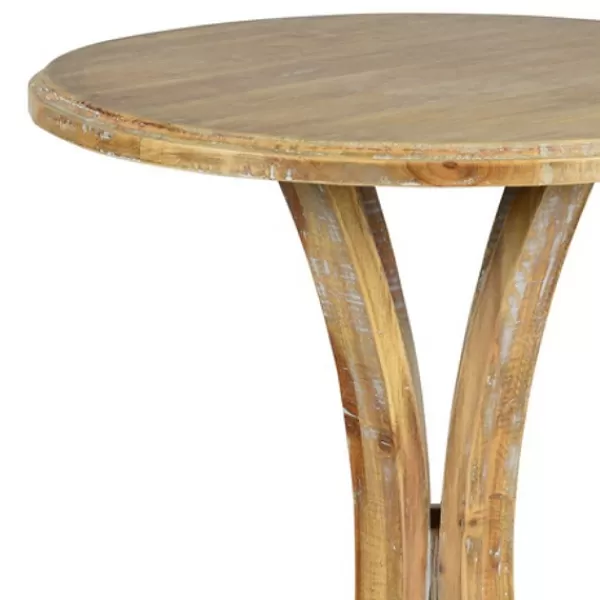 Accent & End Tables-Kirkland's Home Natural Wooden Arched Base Round Top Accent Table Tan