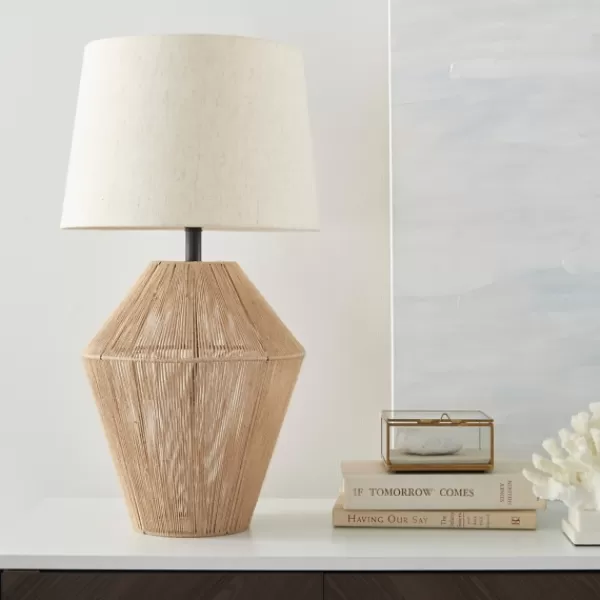 Table Lamps-Kirkland's Home Natural Woven Jute Urn Table Lamp Tan