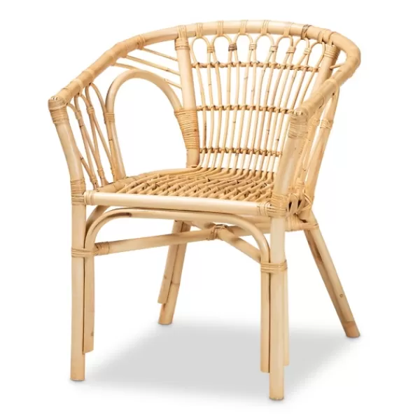Dining Chairs-Kirkland's Home Natural Woven Rat Curved Back Dining Chair Tan