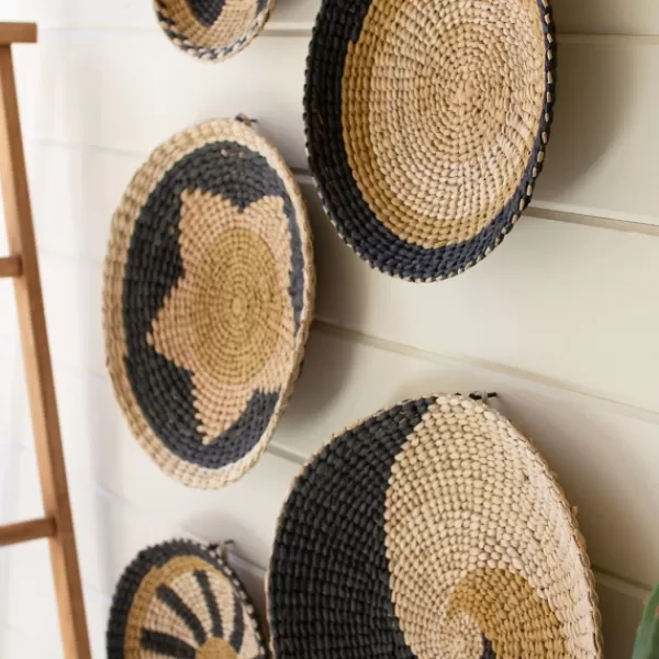Wall Plaques-Kirkland's Home Natural Woven Seagrass 5-Pc. Wall Decoration Set Tan/Brown/Black