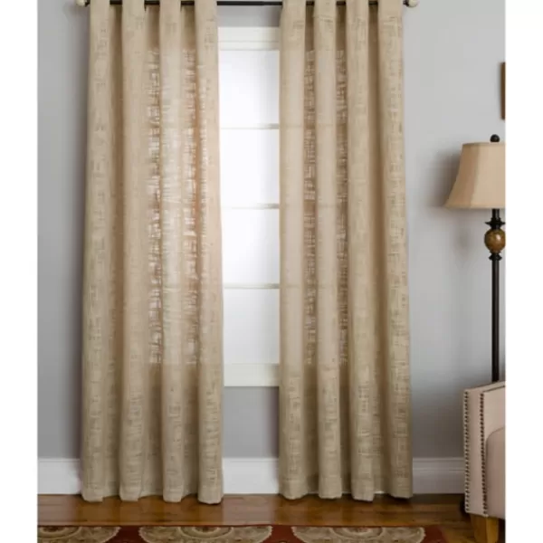 Curtains & Drapes-Kirkland's Home Natural Woven Single Curtain Panel, 84 In. Tan