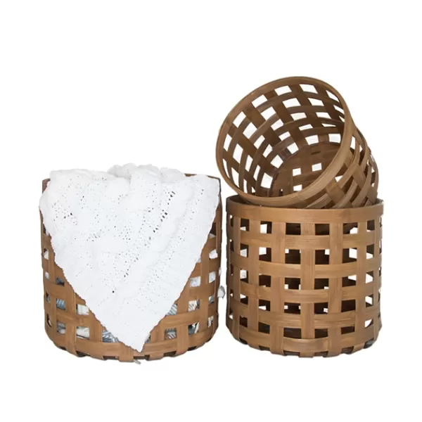 Baskets & Boxes-Kirkland's Home Natural Woven Wicker Round Baskets, Set Of 3 Tan