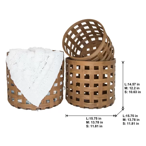Baskets & Boxes-Kirkland's Home Natural Woven Wicker Round Baskets, Set Of 3 Tan