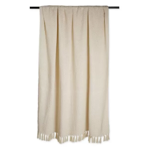 Blankets & Throws-Kirkland's Home Natural Woven Zig Zag Throw Ivory