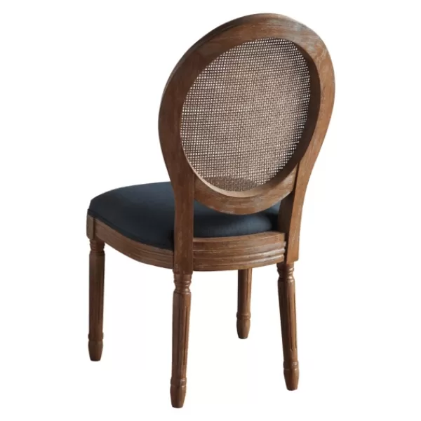 Dining Chairs-Kirkland's Home Navy And Brown Cane Oval Back Dining Chair Blue