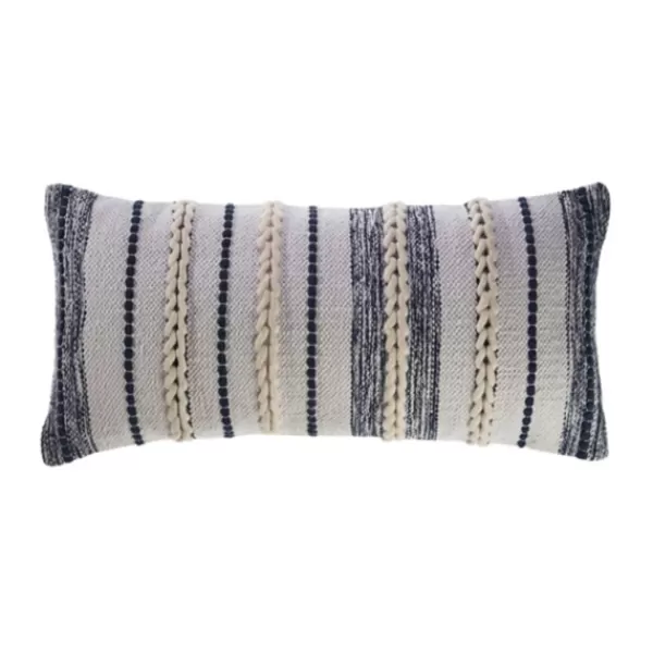 Pillows-Kirkland's Home Navy And White Braided Accent Pillow Blue