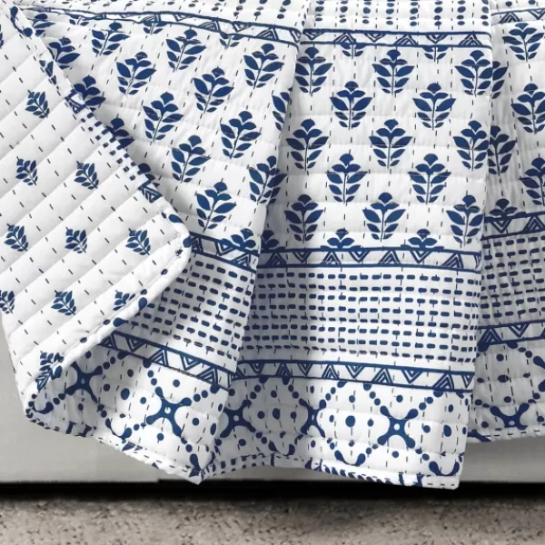 Blankets & Throws-Kirkland's Home Navy And White Striped Geometric Reversible Throw Blue/White