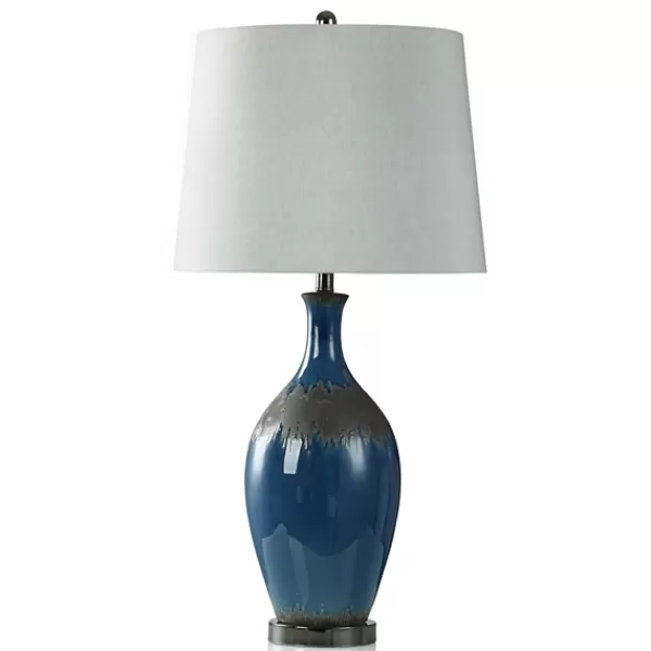 Buffet Lamps-Kirkland's Home Navy Blue Color Drip Table Lamp Gray