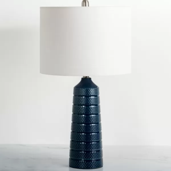 Table Lamps-Kirkland's Home Navy Blue Piper Table Lamp White