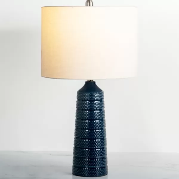 Table Lamps-Kirkland's Home Navy Blue Piper Table Lamp White