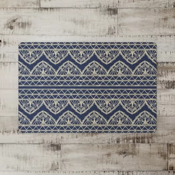 Kitchen & Floor Mats-Kirkland's Home Navy Boho Lace Pattern Floor Mat Blue