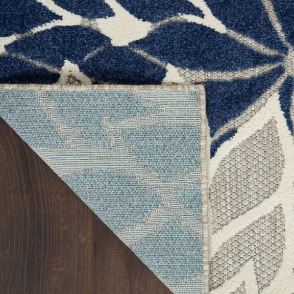 Outdoor Rugs-Kirkland's Home Navy Bright Floral Burst Outdoor Area Rug, 7X10 Blue/White/Tan