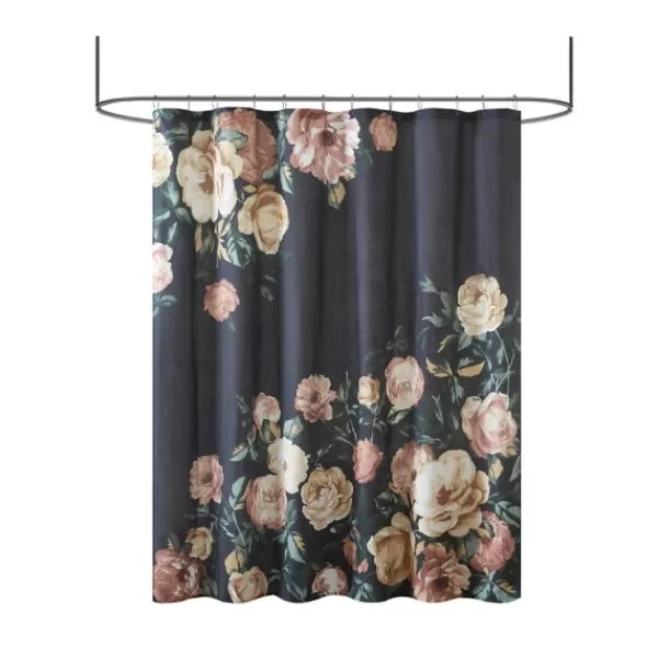 Shower Curtains-Kirkland's Home Navy Floral Cotton Shower Curtain Blue/Multi