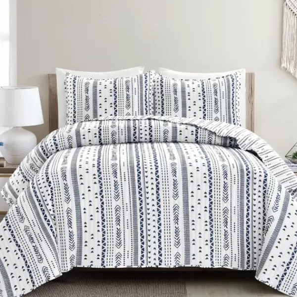 Quilts-Kirkland's Home Navy Geometric Full/Queen Reversible Quilt Set Blue/White