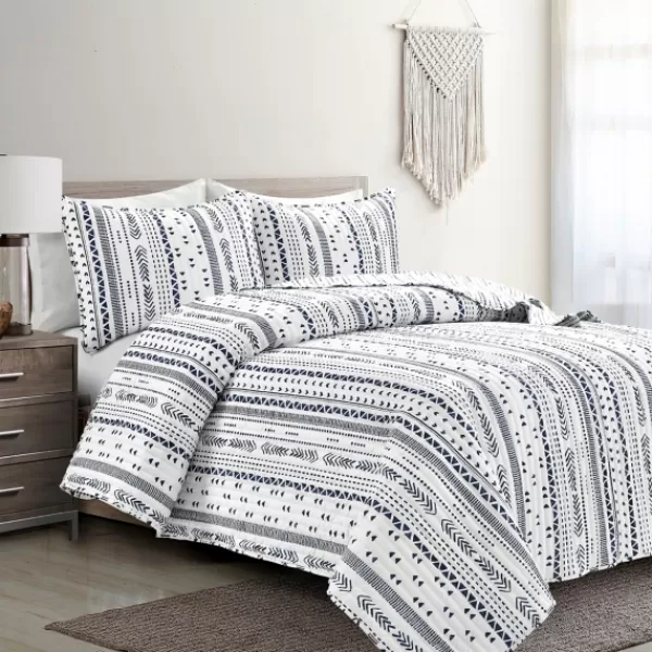 Quilts-Kirkland's Home Navy Geometric Full/Queen Reversible Quilt Set Blue/White