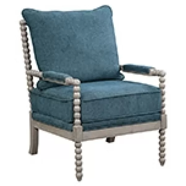 Accent Chairs-Kirkland's Home Navy Liam Turned Leg Accent Chair Blue