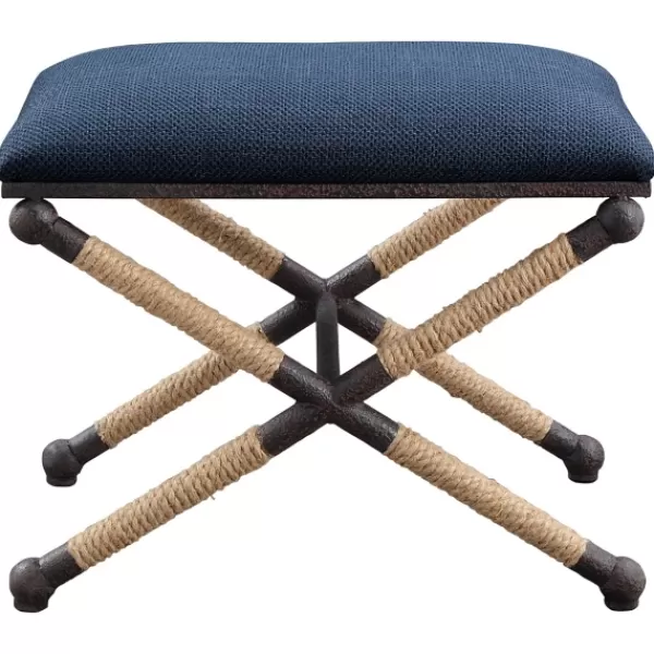 Benches & Ottomans-Kirkland's Home Navy Seat And Black Metal Ottoman Blue