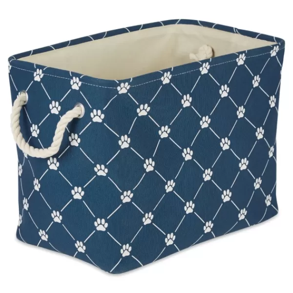 Baskets & Boxes-Kirkland's Home Navy Trellis Paw Print Storage Basket, 16 In. Blue