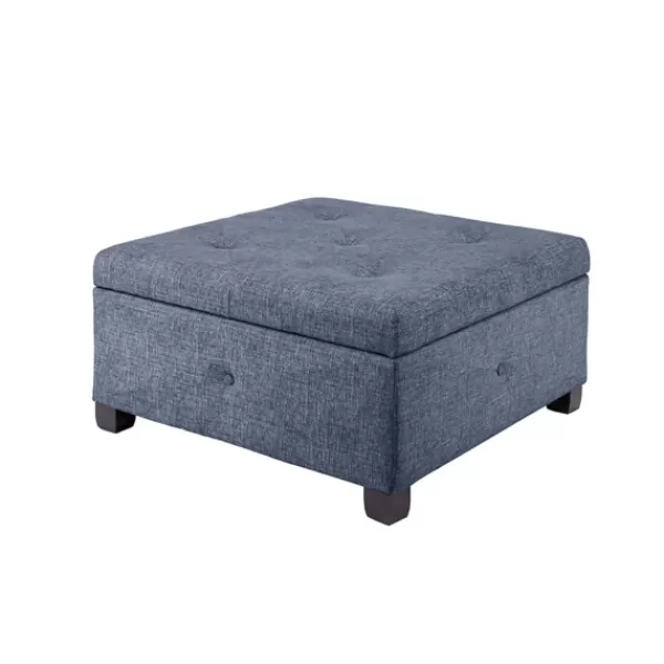 Benches & Ottomans-Kirkland's Home Navy Tufted Square Storage Ottoman Blue