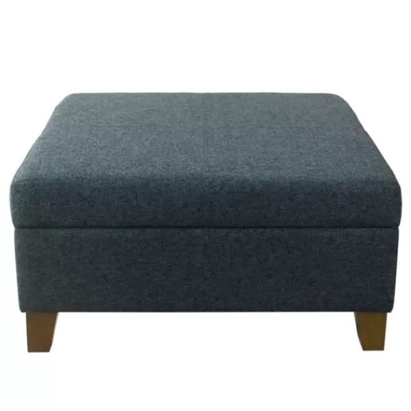 Benches & Ottomans-Kirkland's Home Navy Upholstered Square Storage Ottoman Blue