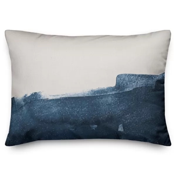 Pillows-Kirkland's Home Navy Watercolor Half Accent Pillow Blue/White