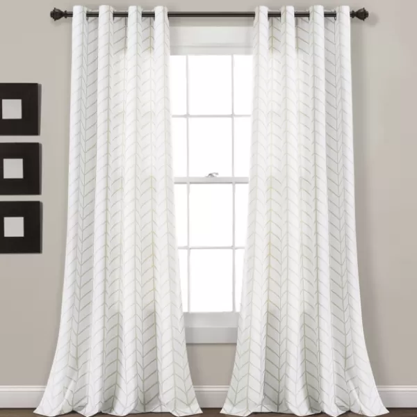 Curtains & Drapes-Kirkland's Home Neutral Chevron 2-Pc. Curtain Panel Set, 84 In. Tan