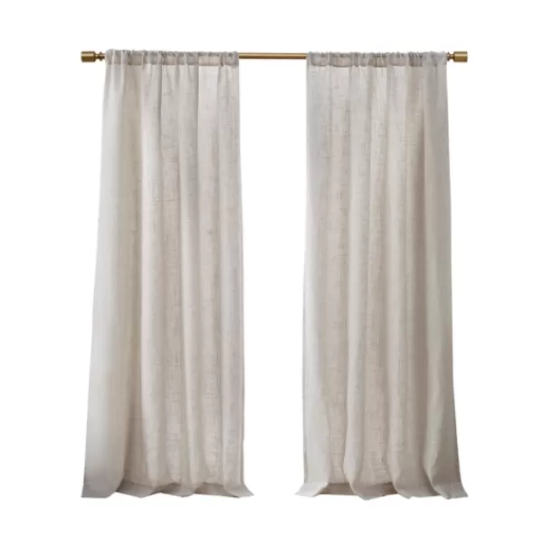 Curtains & Drapes-Kirkland's Home Neutral Linen Blend Curtain Panel Set, 84 In Tan