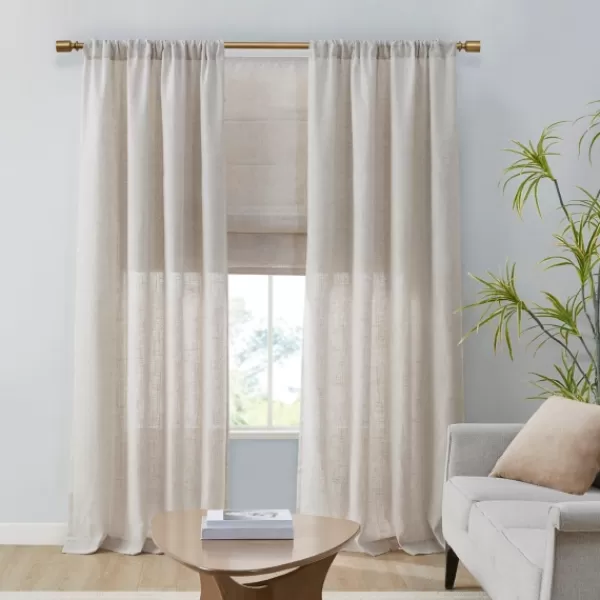 Curtains & Drapes-Kirkland's Home Neutral Linen Blend Curtain Panel Set, 84 In Tan