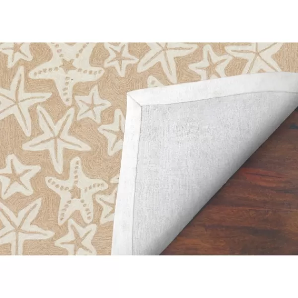 Outdoor Rugs-Kirkland's Home Neutral Starfish Outdoor Area Rug, 5X7 Tan/White