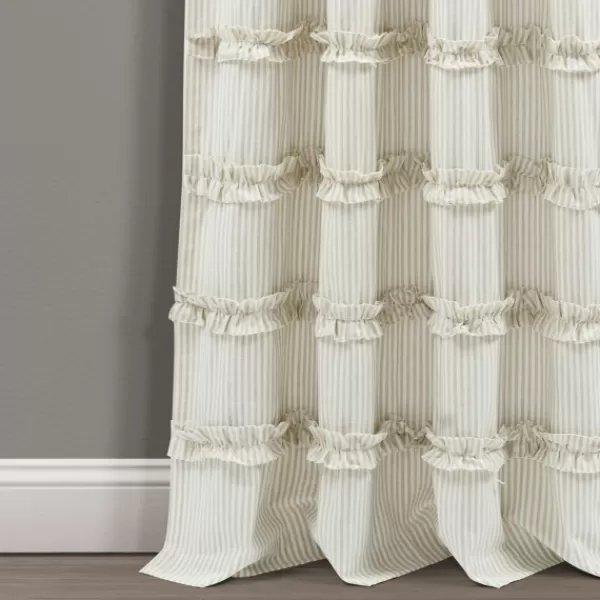 Curtains & Drapes-Kirkland's Home Neutral Vintage Stripe Curtain Panel Set, 95 In. Tan/White