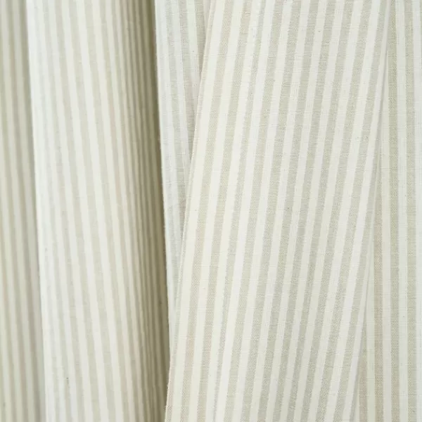 Curtains & Drapes-Kirkland's Home Neutral Vintage Stripe Curtain Panel Set, 95 In. Tan/White