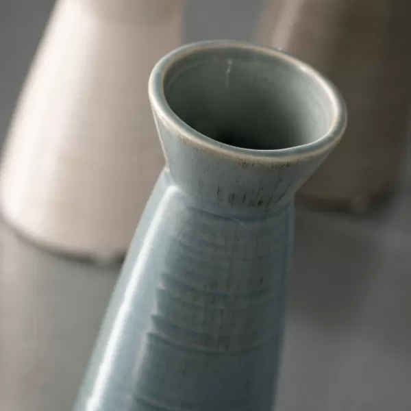 Vases-Kirkland's Home Neutral Wide Mouth Vases, Set Of 3 Gray/Blue/White