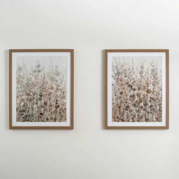 Framed Art-Kirkland's Home Neutral Wildflowers Ii Framed Art Print Gray/Brown
