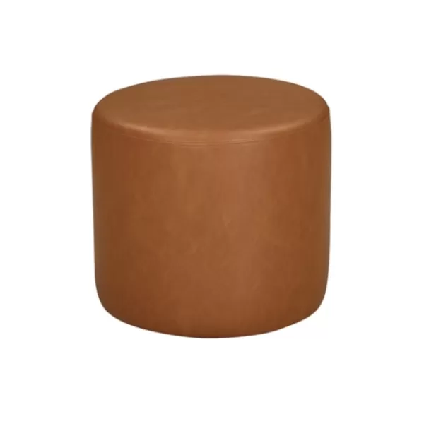 Benches & Ottomans-Kirkland's Home Newton Carmel Faux Leather Cylinder Ottoman Brown