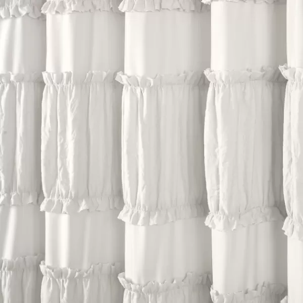 Shower Curtains-Kirkland's Home Norah Ruffle Shower Curtain White