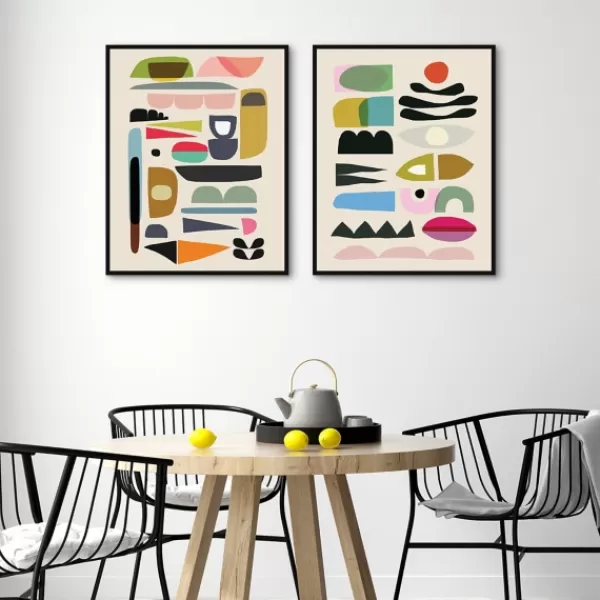 Framed Art-Kirkland's Home Nordic Glam Framed Canvas Art Prints, Set Of 2 Ivory/Multi