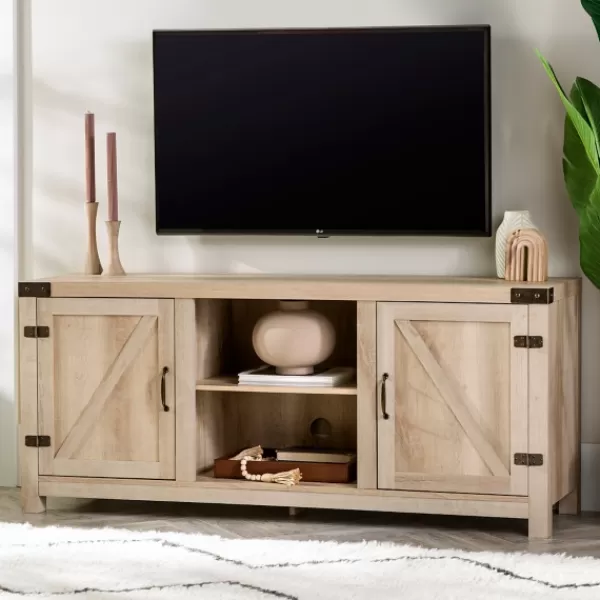 Tv Stands & Media Consoles-Kirkland's Home Oak Barn Doors Tv Stand White