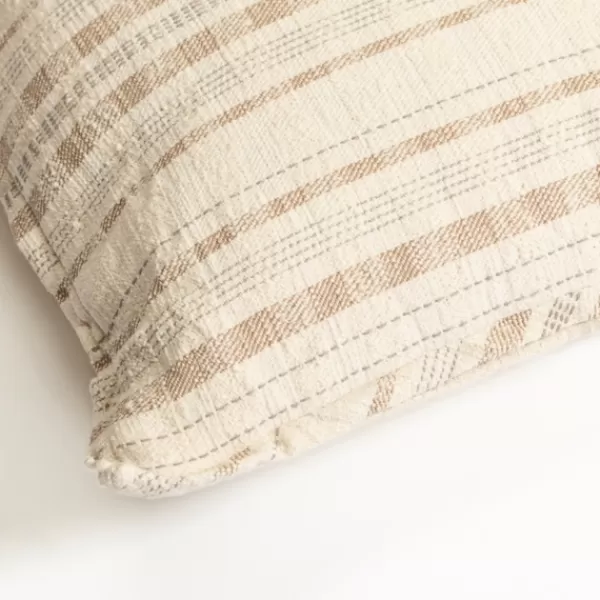 Pillows-Kirkland's Home Oatmeal Striped Woven Pillow Tan