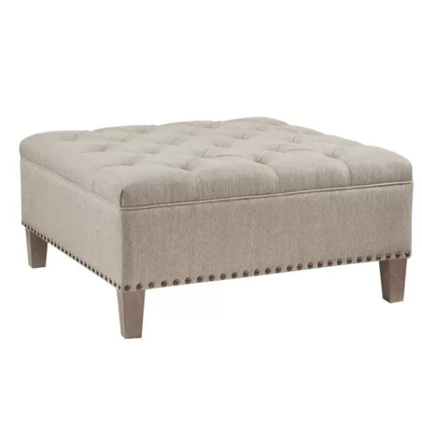 Benches & Ottomans-Kirkland's Home Oatmeal Tufted Square Ottoman Tan