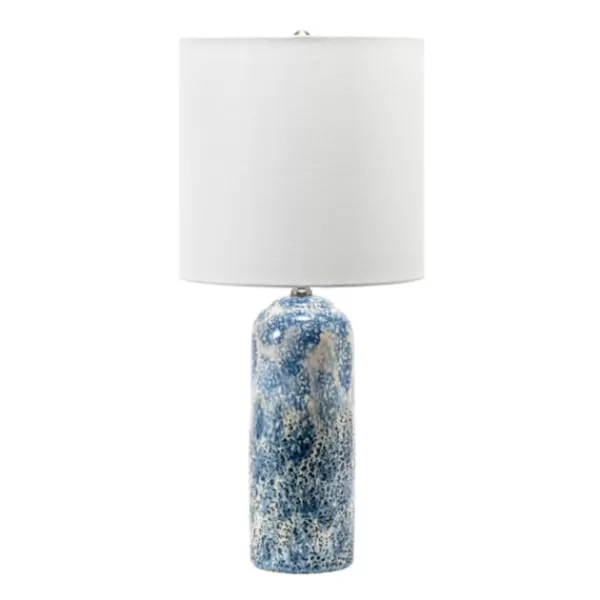 Table Lamps-Kirkland's Home Ocean Blues Mottled Pillar Table Lamp White